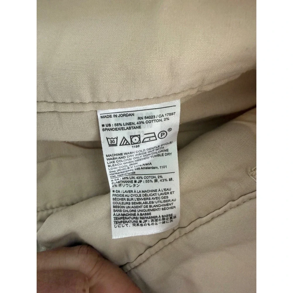 Banana Republic 12 Linen Blend Seafarer Pants Flax Pleated Herringbone